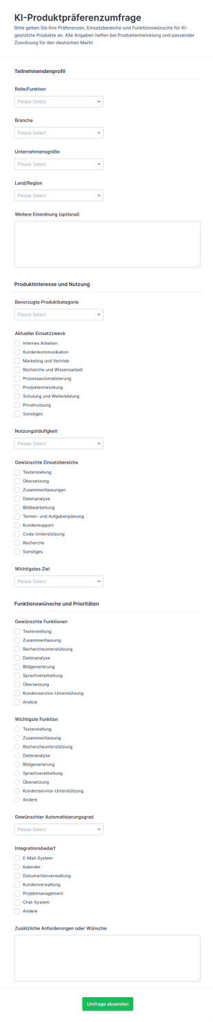 KI Produktpräferenz Umfrage