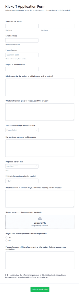Kickoff Application Form Template
