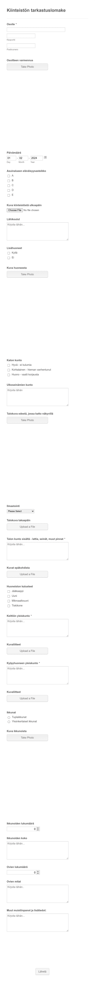 Kiinteistön Tarkastuslomake Form Template