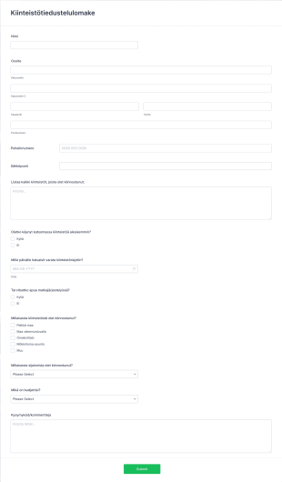 Kiinteistötiedustelulomake Form Template