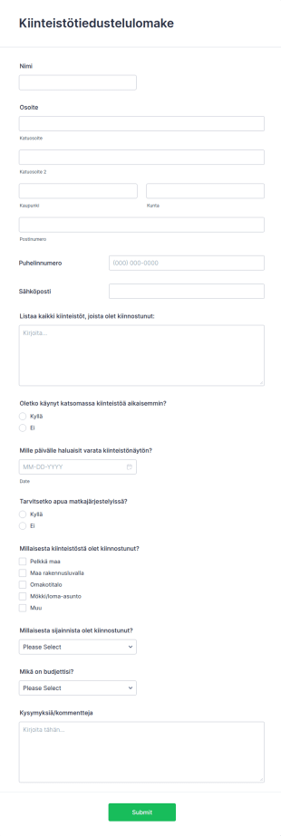 Kiinteistötiedustelulomake