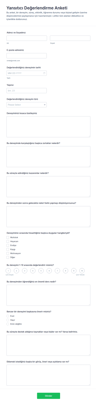 Kılavuzlu Düşünce Form Şablonu