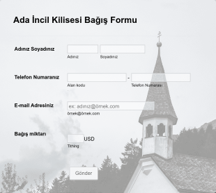 Kilise Bağış Formu PayPal Standart Form Şablonu