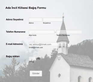 Kilise Bağış Formu PayPal Standart Form Şablonu