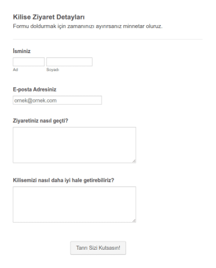 Kilise Geribildirim Form Şablonu