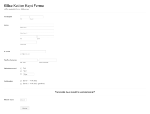 Kilise Katılım Kayıt Form Template