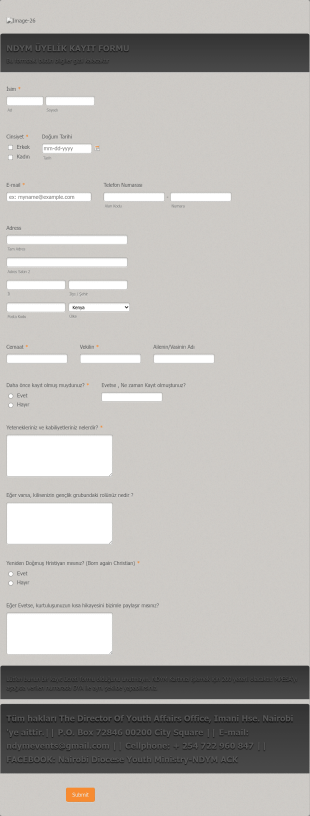 Kilise Üyelik Form Template
