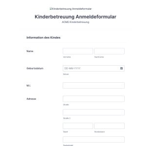 Kinderbetreuung Anmeldeformular