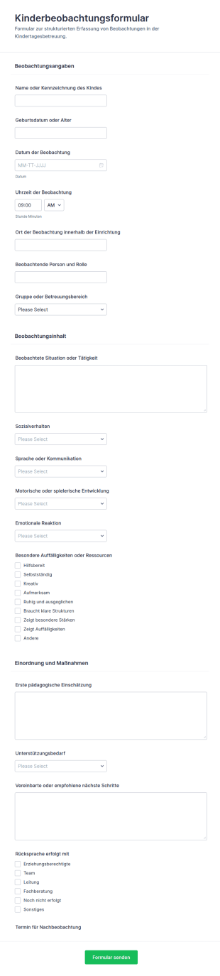 Kinderbetreuungsbeobachtungsbogen