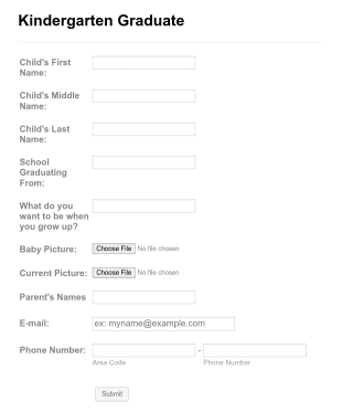 Kindergarten Graduate Form Template