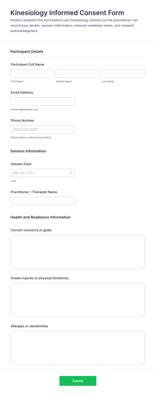 Kinesiology Informed Consent Form Template