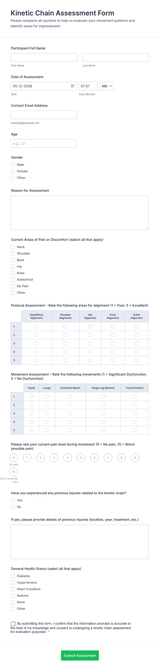 Kinetic Chain Assessment Form Template