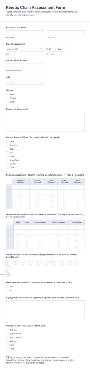 Kinetic Chain Assessment Form Template