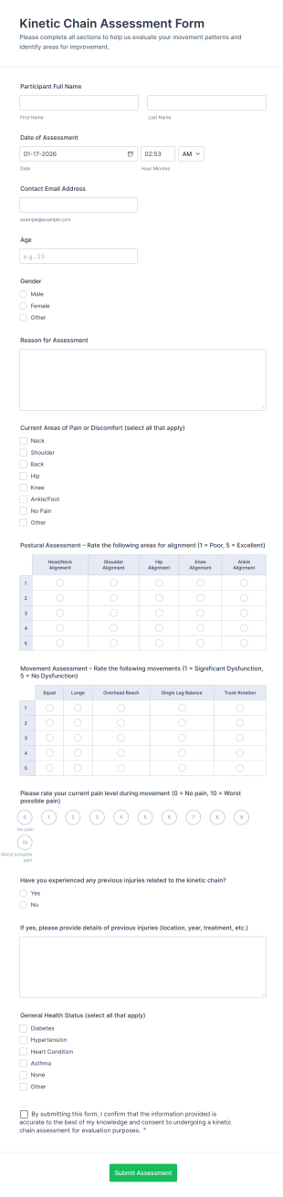 Kinetic Chain Assessment Form Template