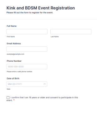 Kink And BDSM Event Registration Form Template