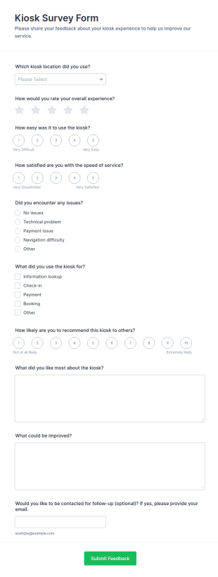 Kiosk Survey Form Template