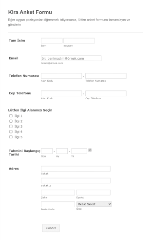 Kira Anket Form Template