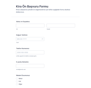 Kira Ön Başvuru Form Şablonu
