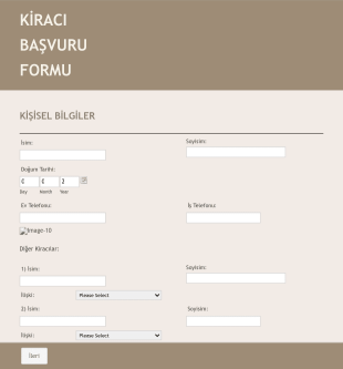 Kiracı Başvuru Form Şablonu