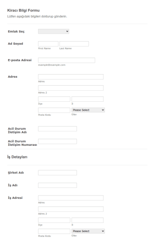 Kiracı Bilgi Form Şablonu