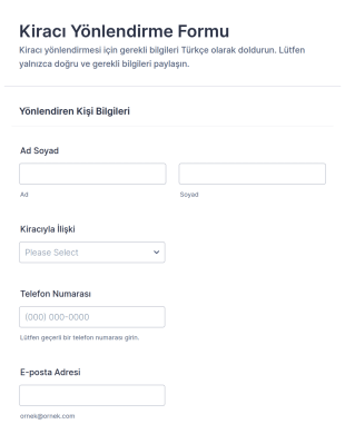 Kiracı Yönlendirme Anketi Form Şablonu