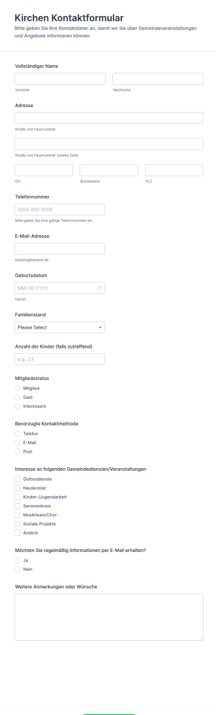 Kirchen Kontaktformular