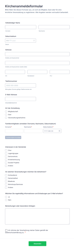 Kirchenanmeldeformular