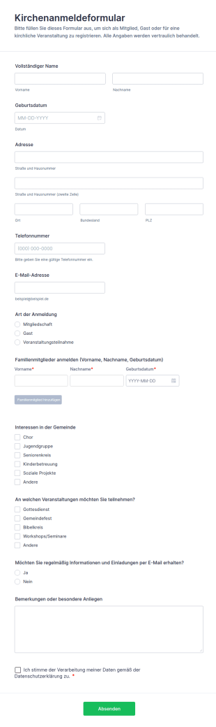 Kirchenanmeldeformular