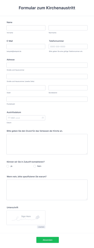 Formular Zum Kirchenaustritt Form Template