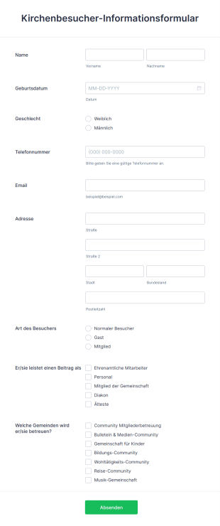 Kirchenbesucher Informationsformular