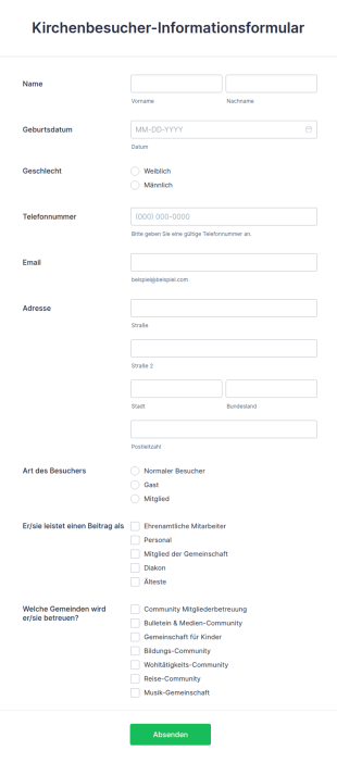 Kirchenbesucher Informationsformular