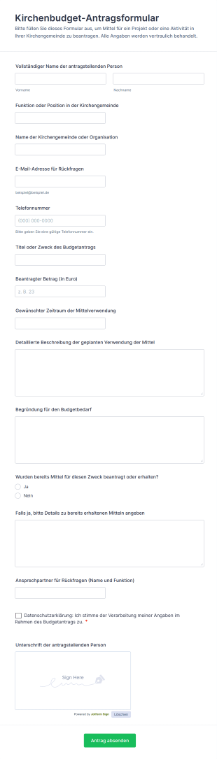 Kirchenbudget Antragsformular