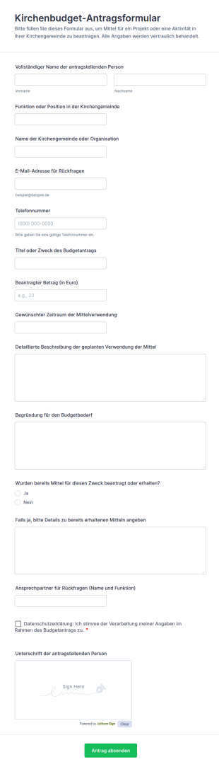 Kirchenbudget Antragsformular