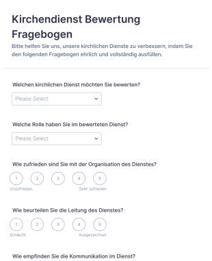 Kirchendienst Bewertung Fragebogen