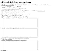 Kirchenfreizeit Bewertungsfragebogen