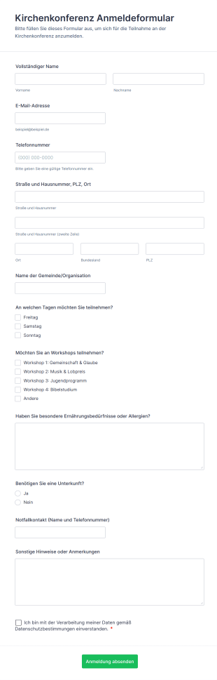 Kirchenkonferenz Anmeldeformular