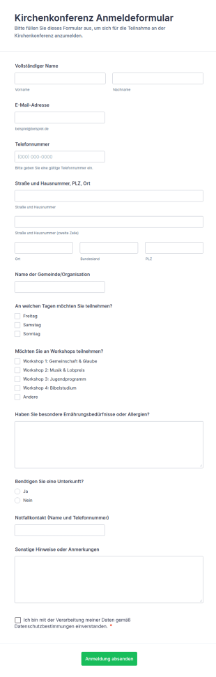 Kirchenkonferenz Anmeldeformular