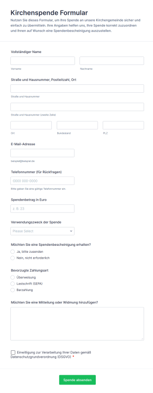 Kirchenspende Formular