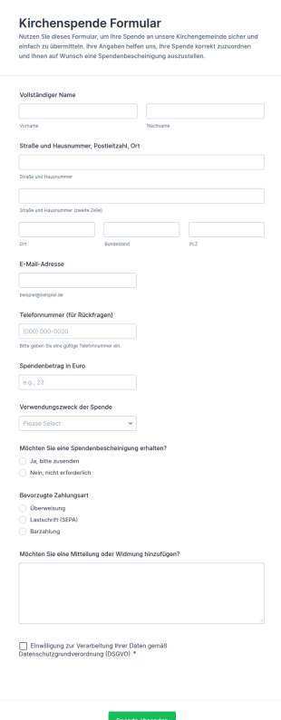 Kirchenspende Formular