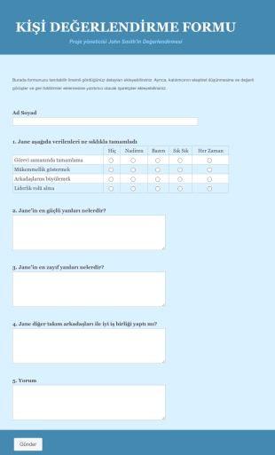 Kişi Değerlendirme Form Şablonu