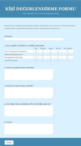 Kişi Değerlendirme Form Template