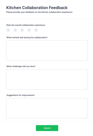 Kitchen Collaboration Feedback Form Template