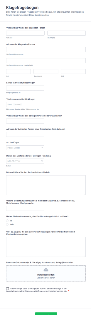 Klagefragebogen