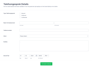 Klanten Gesprekslogboek Form Template