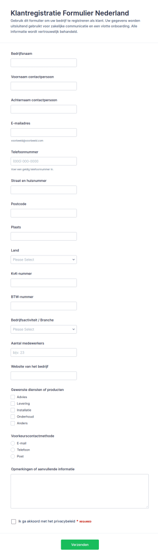 Klantregistratie Form