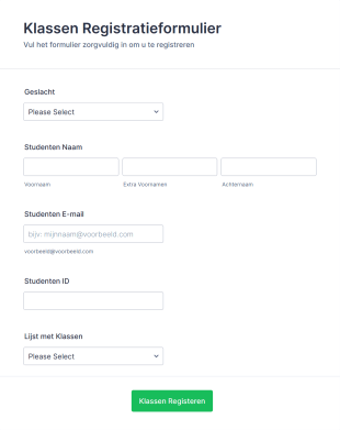 Klassen Registratieformulier Form Template