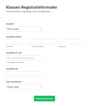 Klassen Registratieformulier