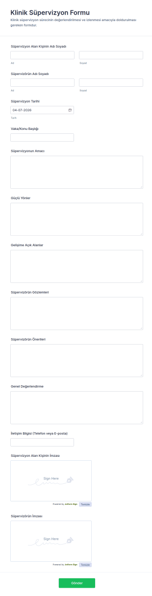 Klinik Denetim Anketi Form Şablonu