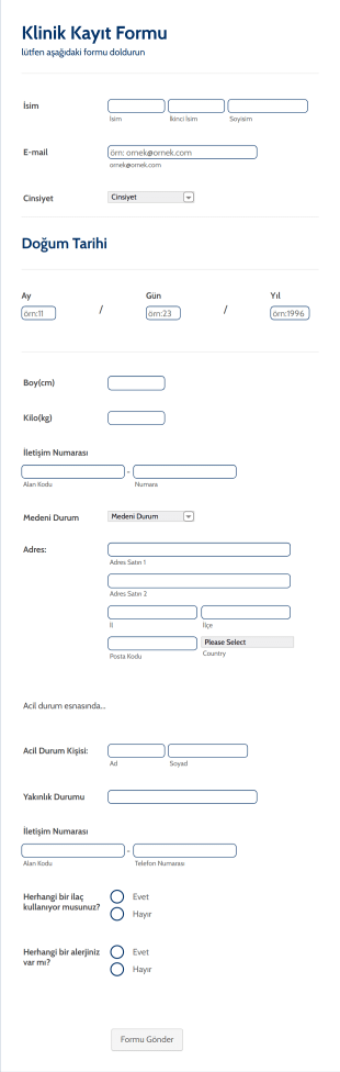 Klinik Ve Medikal İşlemler Kayıt Form Template