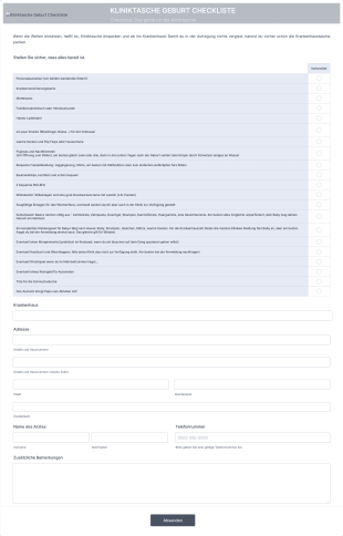 Kliniktasche Geburt Checkliste